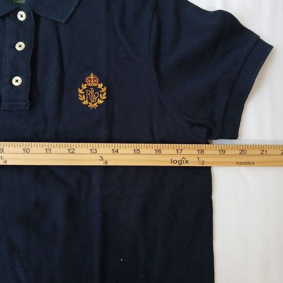 Ralph Lauren Womens Black Short Sleeve Gold Crest Crown Logo  Polo Shirt Size PS - Picture 3 of 6